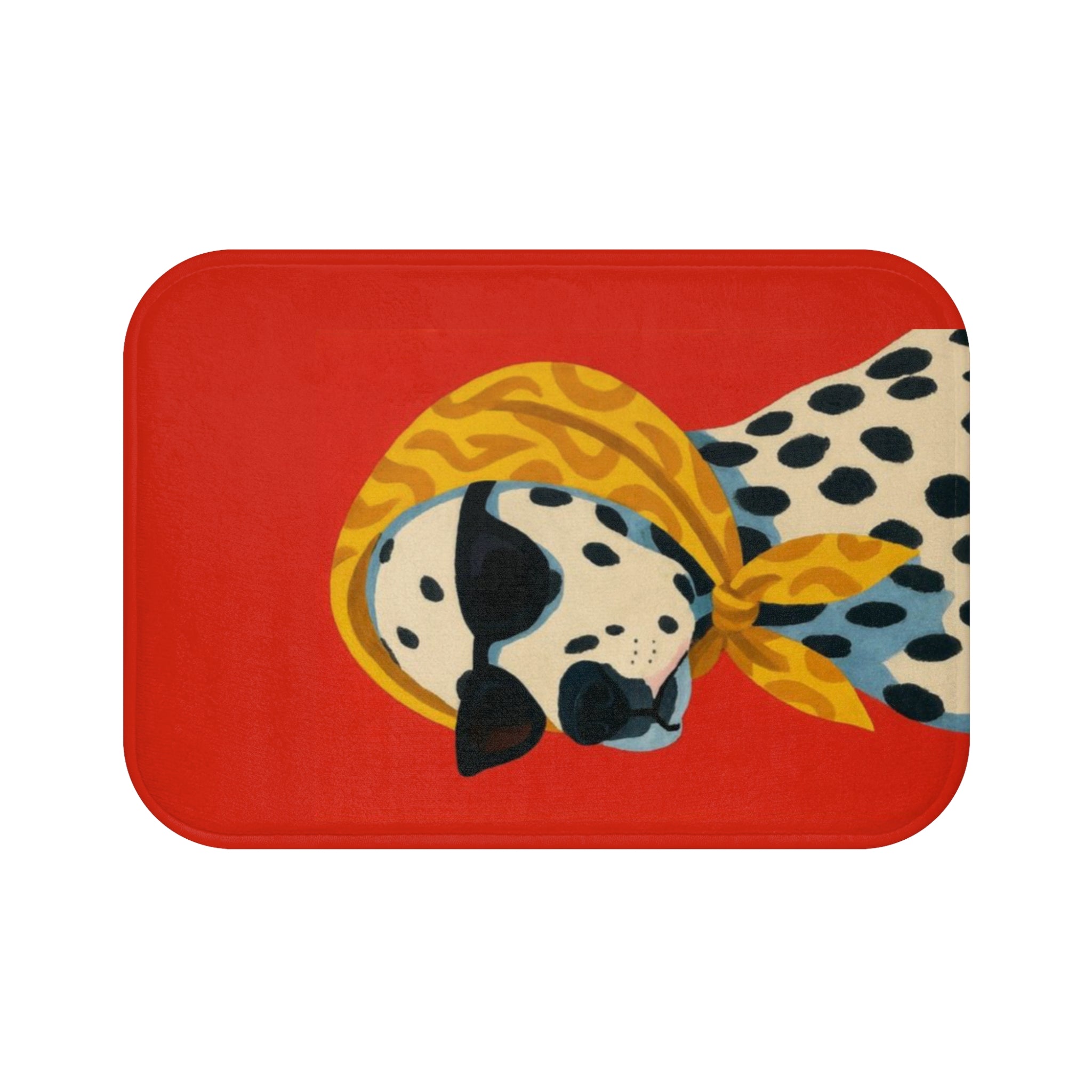 Dalmatian Bath Mat – Retro Dog Illustration on Red