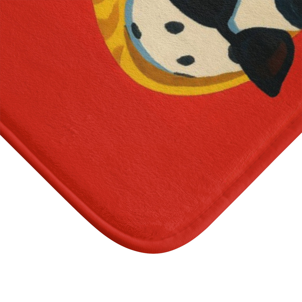Dalmatian Bath Mat – Retro Dog Illustration on Red