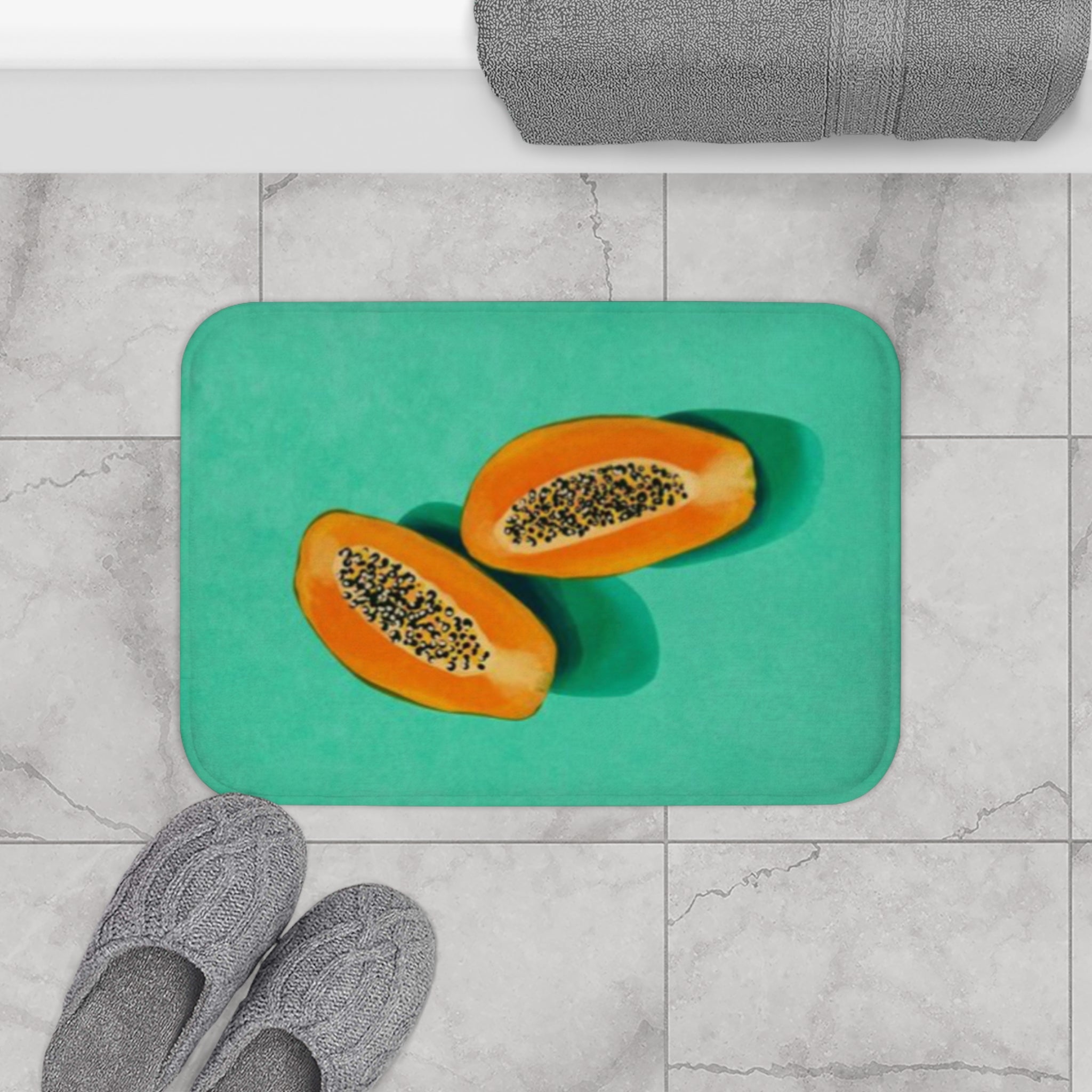 Papaya Print Bath Mat