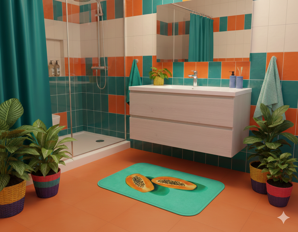 Papaya Print Bath Mat